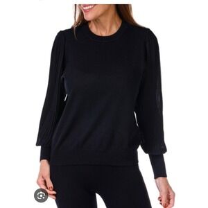 Zac & Rachel Women's Long Sleeve Black Balloon pleated Sheer Sweater Size M Goth